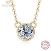 S925 Sterling Silver 1 Carat Moissanite Necklace Small Premium Sense Bear Bubble Pendant Silver Jewelry