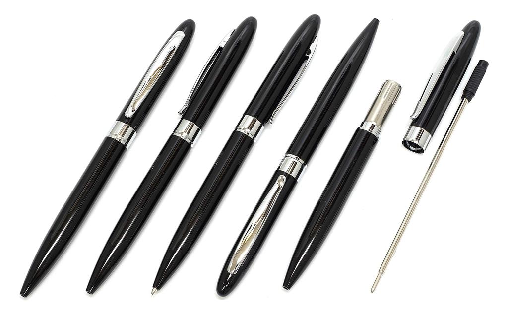 Тонкий пенал из воловьей кожи, красно-коричневый, набор, прочная металлическая вращающаяся шариковая ручка, черный цвет ASCR-TK23-B