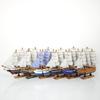 24cm Wooden Sailboat Model Mediterranean Decor