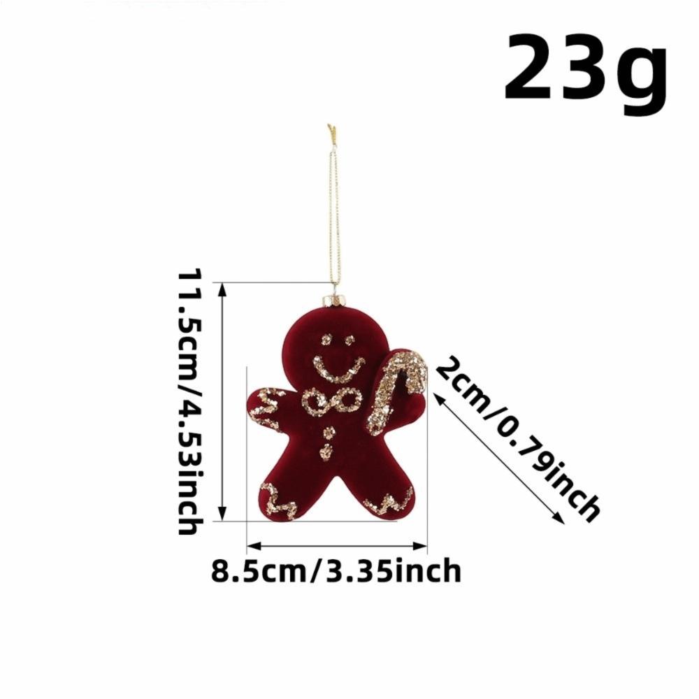 Red Flocked Velvet Christmas Tree Ornament Glitter Trim Xmas Pendant Tree Hanger Festival Layout
