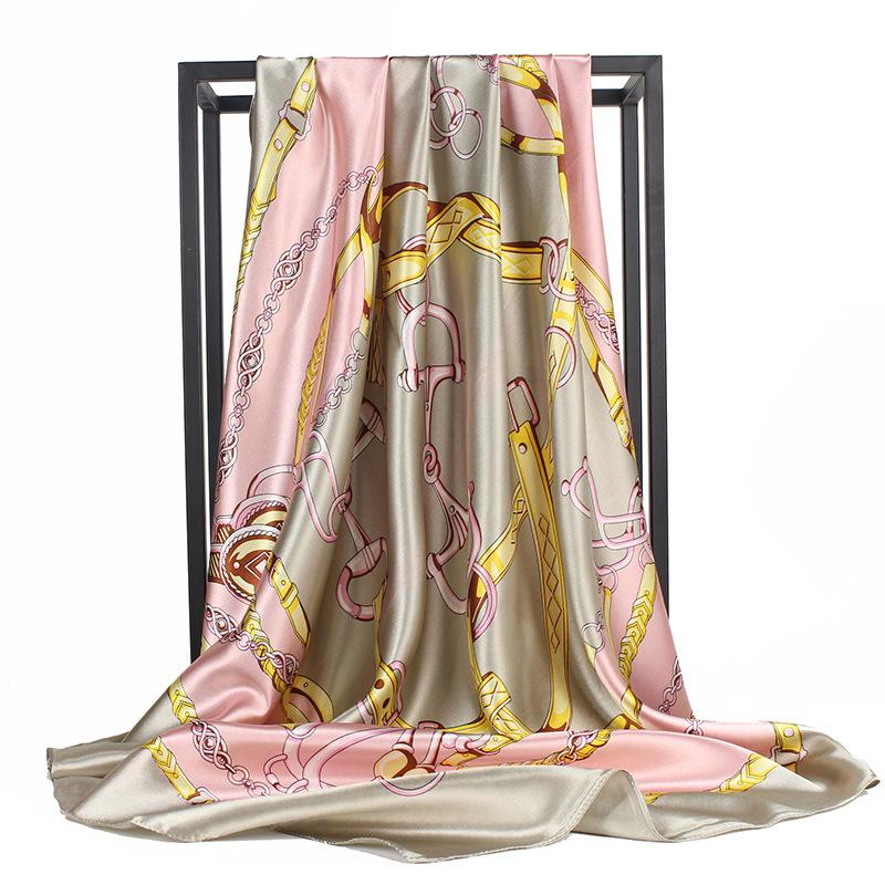 High-quality Luxurious Silk Scarves Headband Scarfs Neck Scarf For Women Chain Silk Scarf Women's Decorative Shawl