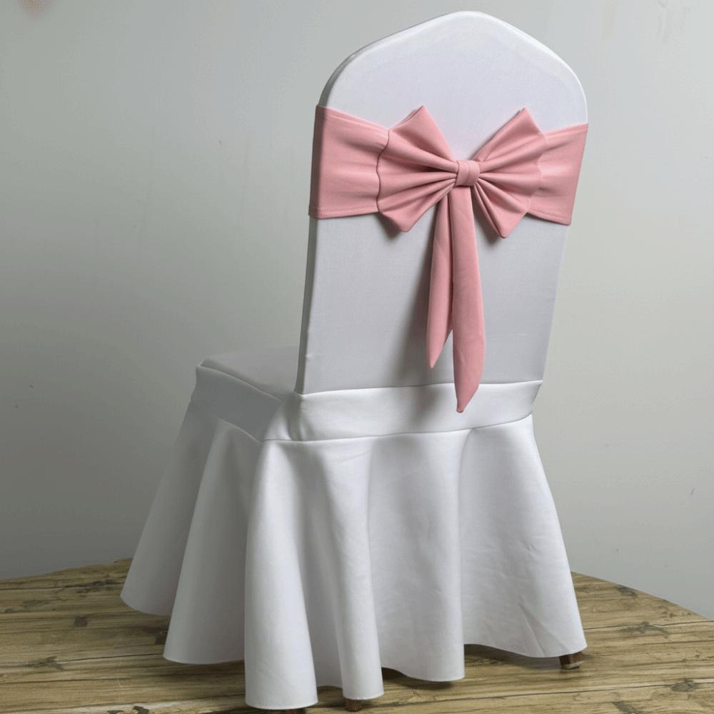 Ready Made Chair Bands Solid Color Satin Ribbon Bows  Wedding Banquet Events Decoration