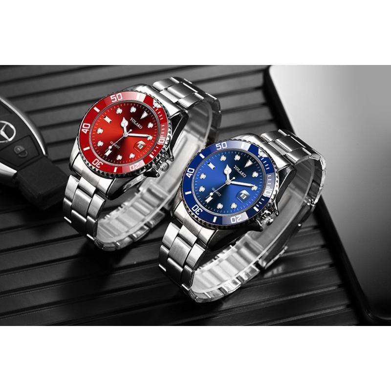 Взрывоопасные зеленые часы-призраки с календарем, стальной ремень, высококачественные кварцевые мужские часы