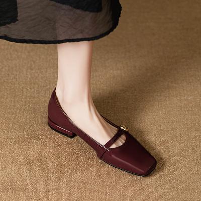 Ретро туфли Мэри Джейн на низком каблуке с квадратным носком и камелией, женские универсальные демисезонные туфли на толстом каблуке