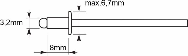 Aluminum open rivets 3.2x8mm RAL 9006