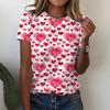 Women's Casual Round Neck Valentine's Day Printed Short Sleeve T-shirt
