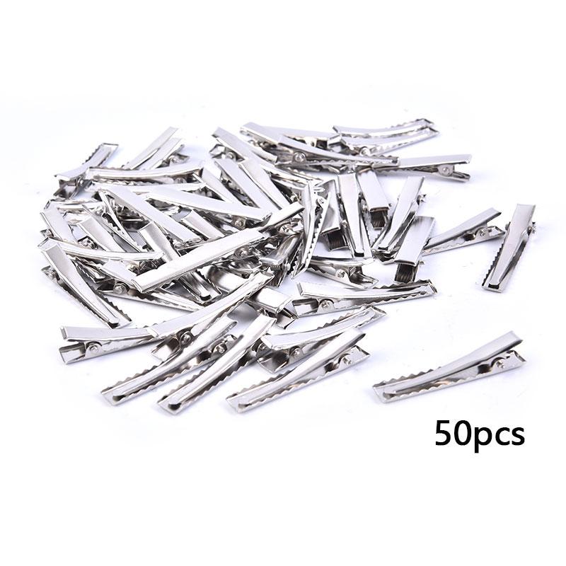 50Pcs Metal Alligator Hair Clips Bow Teethed Barrette Crocodile Clamp Diy Clip