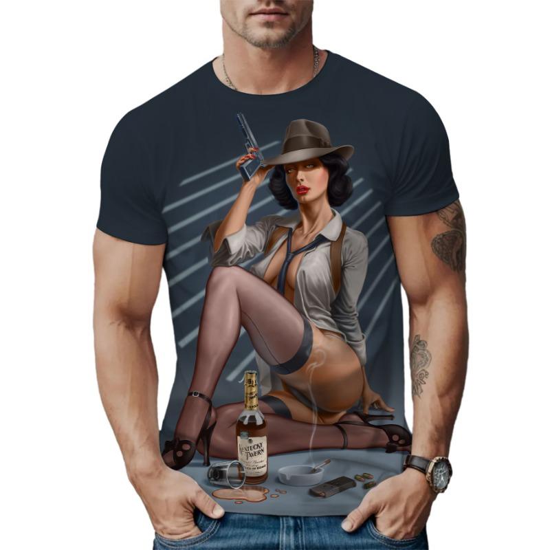 Летний топ с круглым вырезом и 3D-принтом, модные трендовые повседневные футболки с короткими рукавами для мужчин