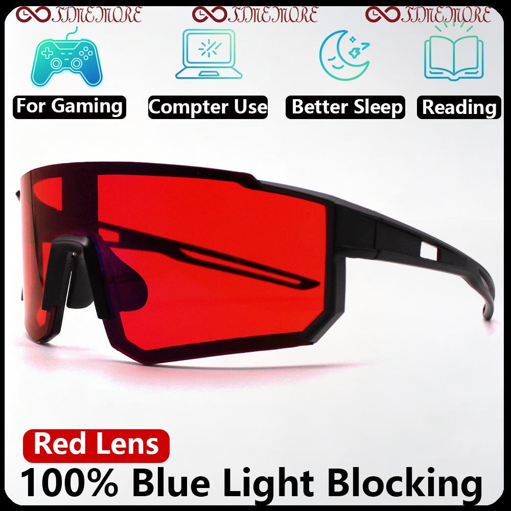 Red Lens 100% Blue Light Blocking Glasses Black Large Frame Anti Eyestrain for Gaming Computer Sleep Eye Protection 5