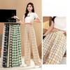 Women's Pants Thin Comfy Leg Pants High Waist Pants Plaid Stretch Wide Loose Ladys Casual Checkered Pants