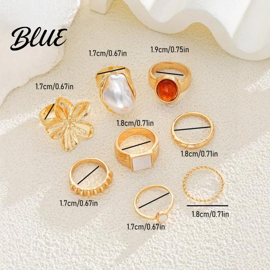 Women's Ring Set 8Pcs/Set Women Stackable Rings Elegant Flower Irregular