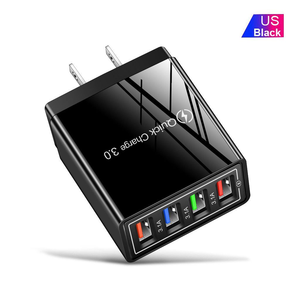 Universal UK EU US Plug 4 Ports Fast Quick Charger Wall Charger Power Supply Adapter