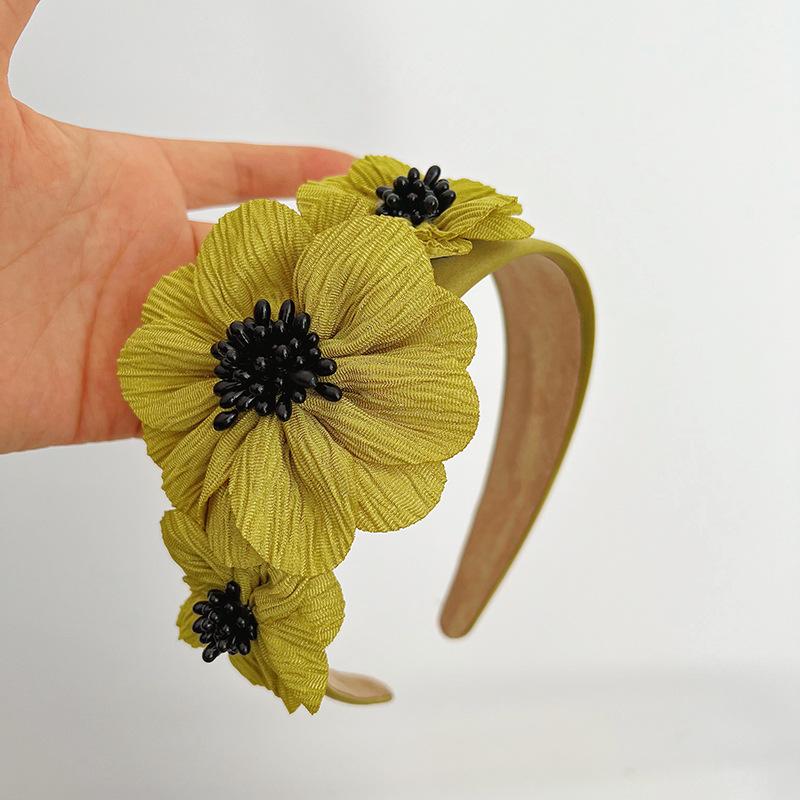 Европейский и американский стиль Женская широкополая повязка на голову с жемчугом и цветами, Модная повязка для волос