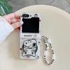 Cute Cartoon Snoopy Charlie Brown Magnetic Holder Wireless Charge Phone Case For Samsung Galaxy Z Flip 6 5 4 3 Hard TPU Cover