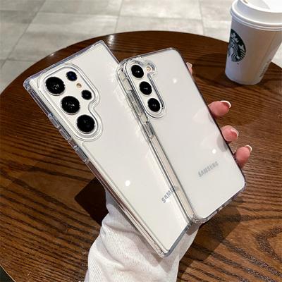 Роскошный прозрачный жесткий акриловый чехол для телефона Samsung Galaxy S25 Ultra S24 FE S23 S22 Plus прозрачный противоударный мягкий бампер
