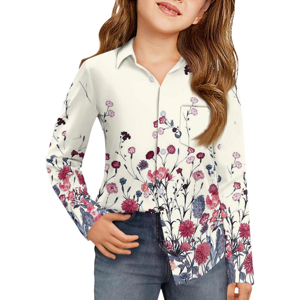 Girls' Button-Down Shirt - Long Sleeve Dress Blouse