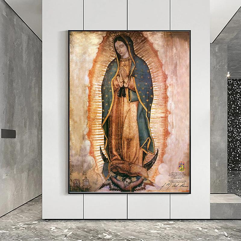 Modern Guadalupe Lady Canvas Painting Posters and Prints Quadros Wall Art Pictures for Living Room Home Decoration Cuadros