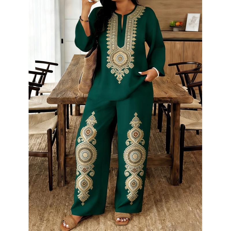 Women's Wholesale Long Sleeve Lace Flower Long Sleeve Ethnic Style Women's Hot Selling Set
