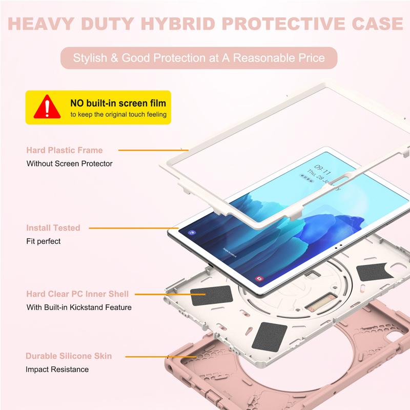 Силиконовый защитный чехол для Samsung Galaxy Tab A T290 A7 10,4 T500 T505, чехол-держатель, ремешок на руку, вращение на 360 градусов, чехол для планшета