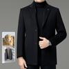 Высококачественное зимнее двухстороннее кашемировое пальто мужское с воротником-стойкой теплое деловое шерстяное пальто среднего возраста с подкладкой из шерсти