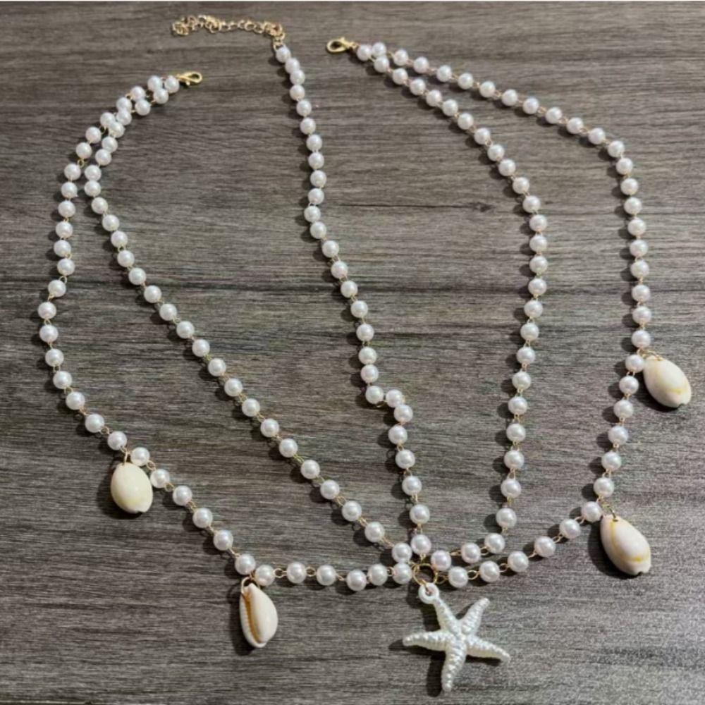 Pearl Bohemian Hair Chain Ocean Style Beaded Head Piece Boho Head Chain  Beach Vacation