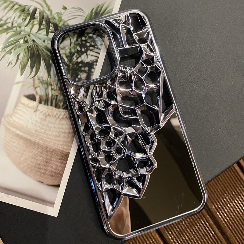 Роскошный полый гальванический зеркальный чехол для iPhone 15, 14, 13, 12, 11 Pro Max, чехлы для защиты от падения