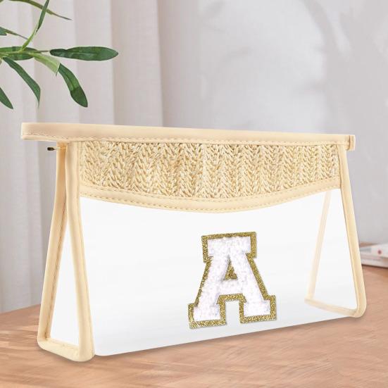 Персонализированная сумка с буквенным принтом, прозрачная косметичка большой емкости, портативная пляжная дорожная косметичка с застежкой-молнией