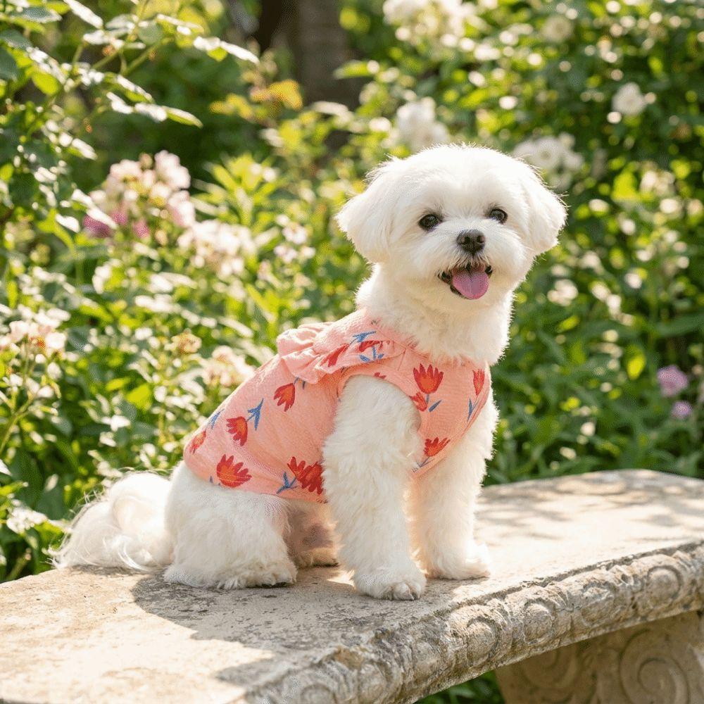 Tulip Design Puppy Flower Skirt Breathable Pet Skirt Clothes Dog Cooling Vest Summer