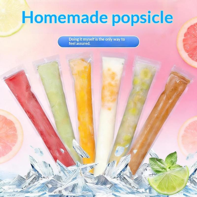 100/50Pcs Disposable Transparent Popsicle Bags Ice Cream Juice Yogurt Chocolate Ice Bags Diy Kitchen Accessories Cool Summer