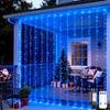 JMEXSUSS 300 LED Remote Control Curtain Lights, Plug in Fairy Curtain Lights Outdoor, Window Wall Hanging String Lights for Bedroom Indoor Dorm