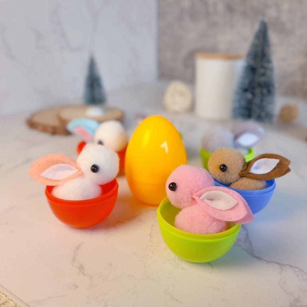 16PCS Colorful Easter Surprise Eggs Cartoon Colorful Plastic Eggs Stuffed Bunny Dolls  Easter Party