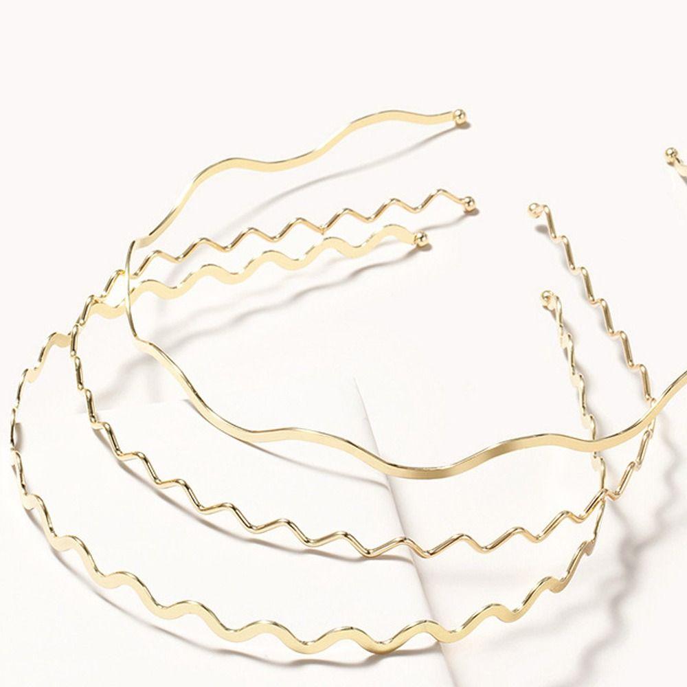 Модные тонкие ленты для волос, укладка челки, обручи для волос для девочек, повязка на голову с металлическими волнами