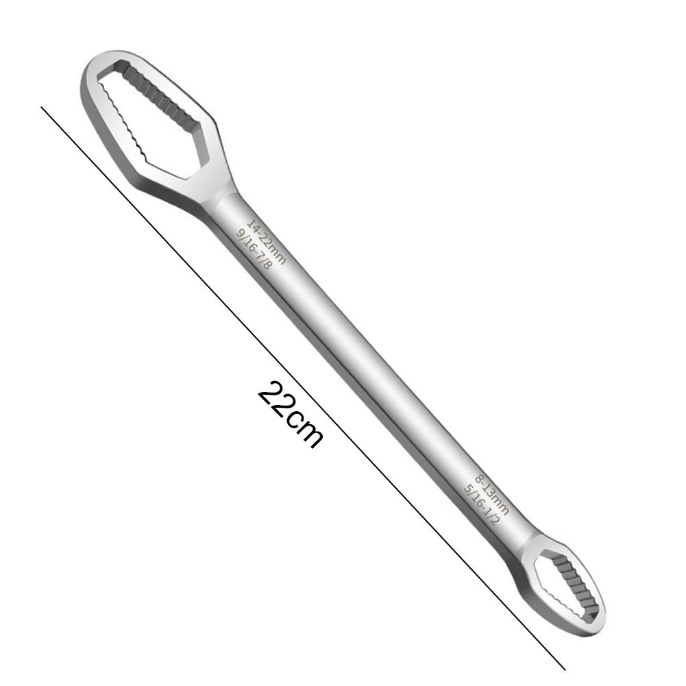 8-22mm Universal Torx Wrench Self-tightening Double-head Spanner (Silver S)
