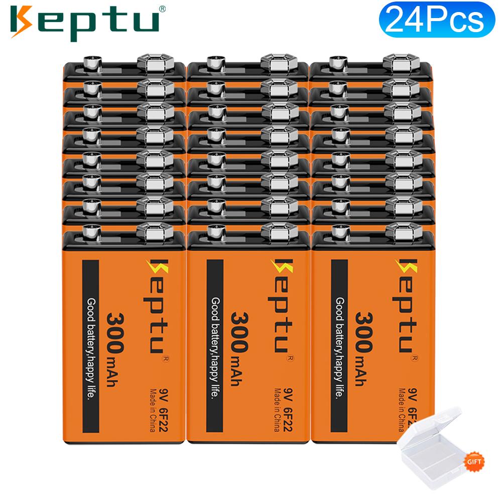 KEPTU 9V 300mAh долговечные аккумуляторные батареи для беспроводных микрофонов, гитар и дымовых извещателей