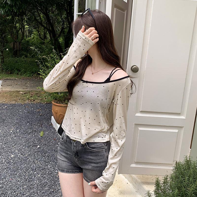 Сетчатая облегающая слегка прозрачная сексуальная футболка с длинными рукавами для женщин на лето, универсальная короткая рубашка с чистым желанием