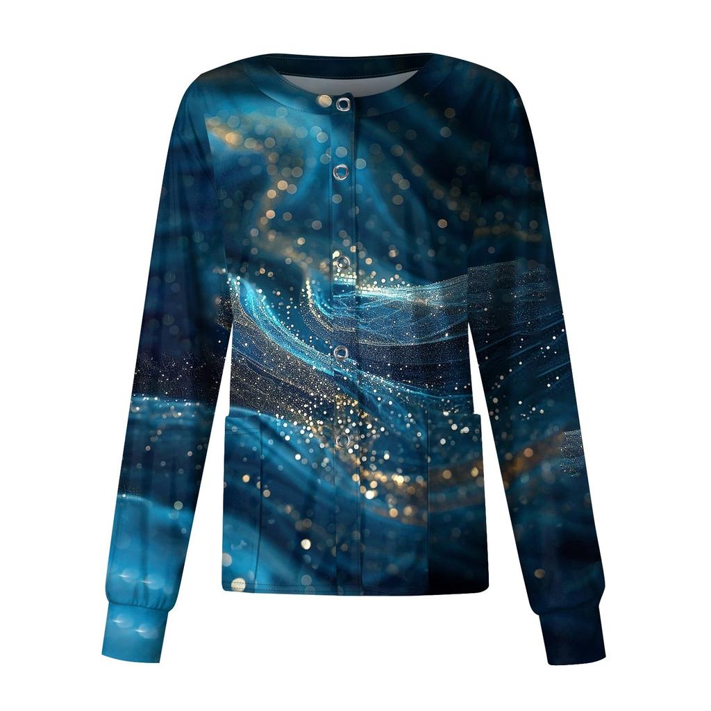 Женский рабочий однобортный защитный комбинезон с длинным рукавом и напечатанным карманом, воротником-стойкой, кардиган, куртка, топ