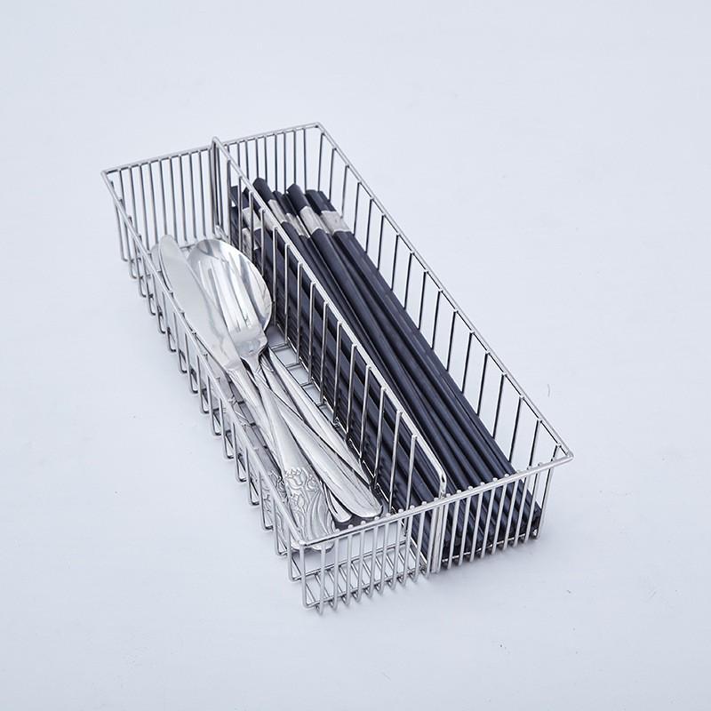 304 Stainless Steel Single Layer Kitchen Storage Rack with Chopstick Basket and Dish Drain