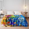 Colorful Ocean Scene with Shark and Sea Creatures Flannel blanket for bedroom, living room, sofa, and nap sofas.