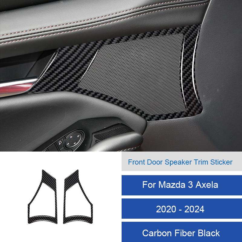 For Mazda 3 Axela 2020 2021 2022 2023 2024 Car Interior Solf Carbon Fiber / PVC Front Door Speaker Trim Sticker