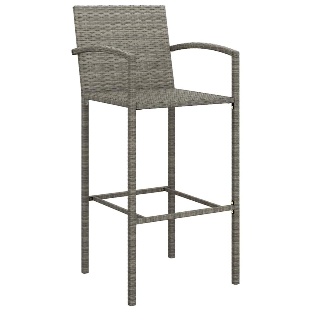 5 Piece Garden Bar Set Grey Poly Rattan