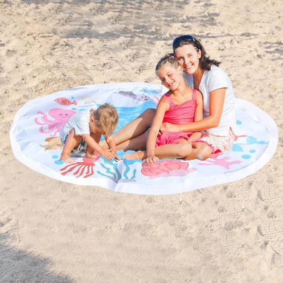 1 Набор Детский Плескательный Бассейн Пляжное Одеяло с Сумкой для Колышков Легкий Портативный Складной 2-в-1 Летние Каникулы Малыши Плескательный Бассейн Уличный Коврик для Кемпинга