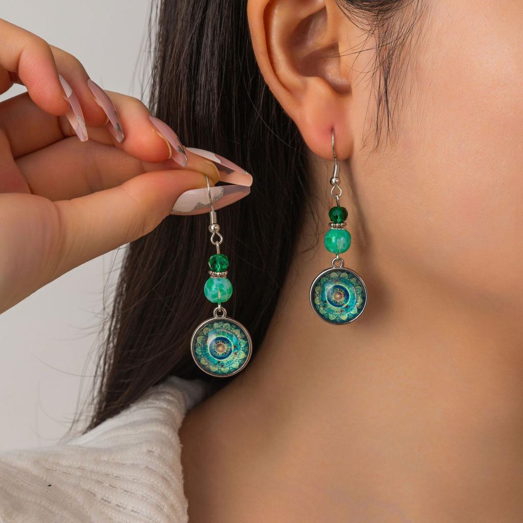 Vintage Mandala Flower Time Jewel Earrings, Ethnic Wind Dream Catcher Long Pendant Earrings Women