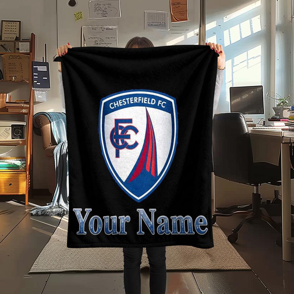 1PC Chesterfield Fc Crest Custom Name Patterned Flannel Blanket Suitable For All Seasons For Home Decor Warmth And Comfort Gifts Holiday Present