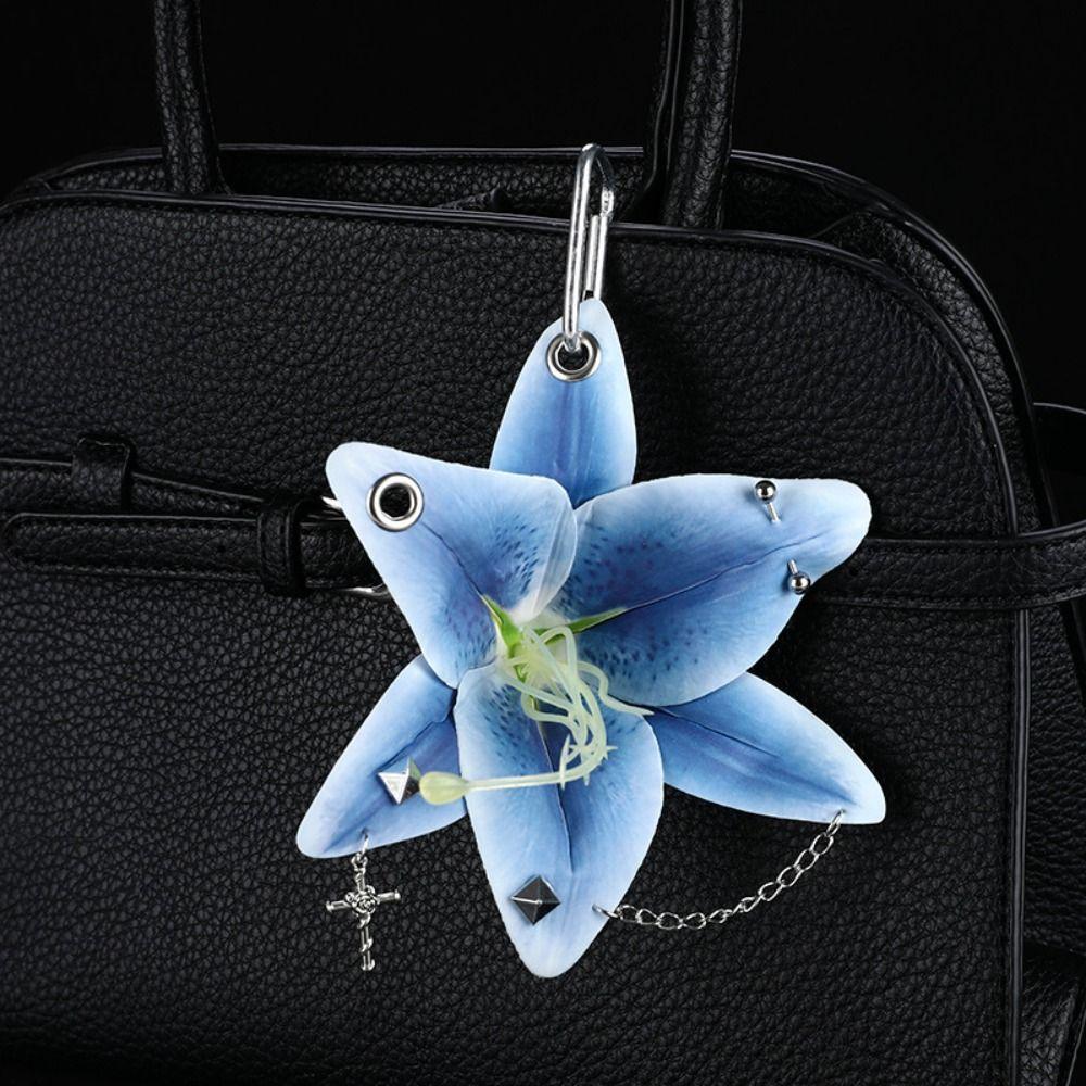 Phone Charms Phalaenopsis Orchid Keychain Leaves Bag Pendant Imitation Flower Pendant Couple