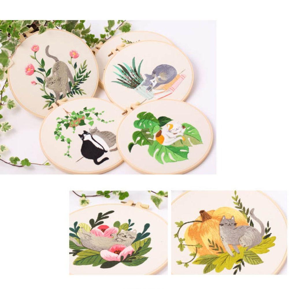 Наборы для вышивания пуансоном DIY Вышивка с кошачьим узором Набор для практики вышивального шва Для начинающих
