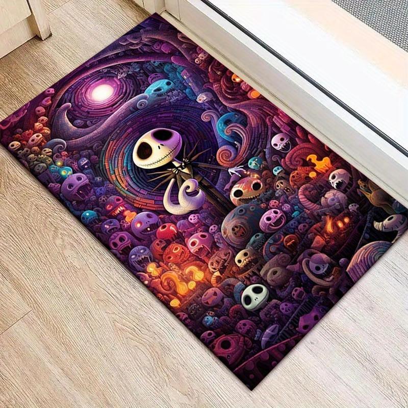 1pc The Nightmare Before Christmas Pattern Area Rug Soft Flannel Floor Mat for Living Room, Office, Bedroom and Carpet, Sofa Coffee Table Floor Mat