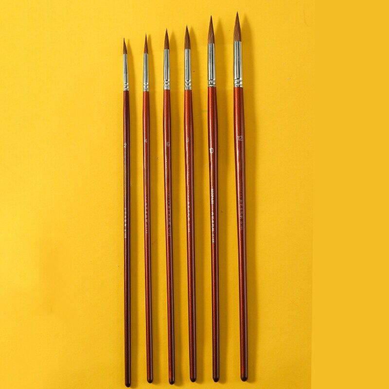 JOWOART набор из 6 акварельных ручек Weasel Hair Hook Line Pen с круглой головкой гуашевая ручка цифровое масло тщательная ручная роспись краской штриховой рисунок тест