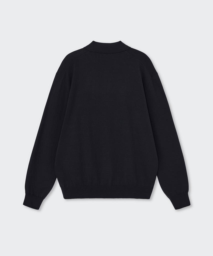 MUSINSA STANDARD Washable Supima Cotton Long Sleeve Knitted Polo Shirt [Navy]