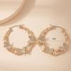 Big Butterfly Bamboo Hoop Earrings For Women Gold Color Full Crystal Stone Butterfly Vintage Girls Earrings Street Wear Jewelry