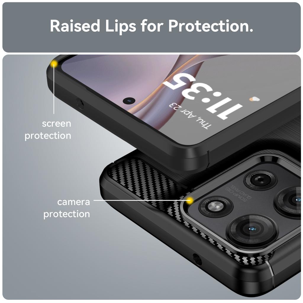 For Motorola Moto G75 5G Case Carbon Fiber Texture TPU Brushed Phone Cover